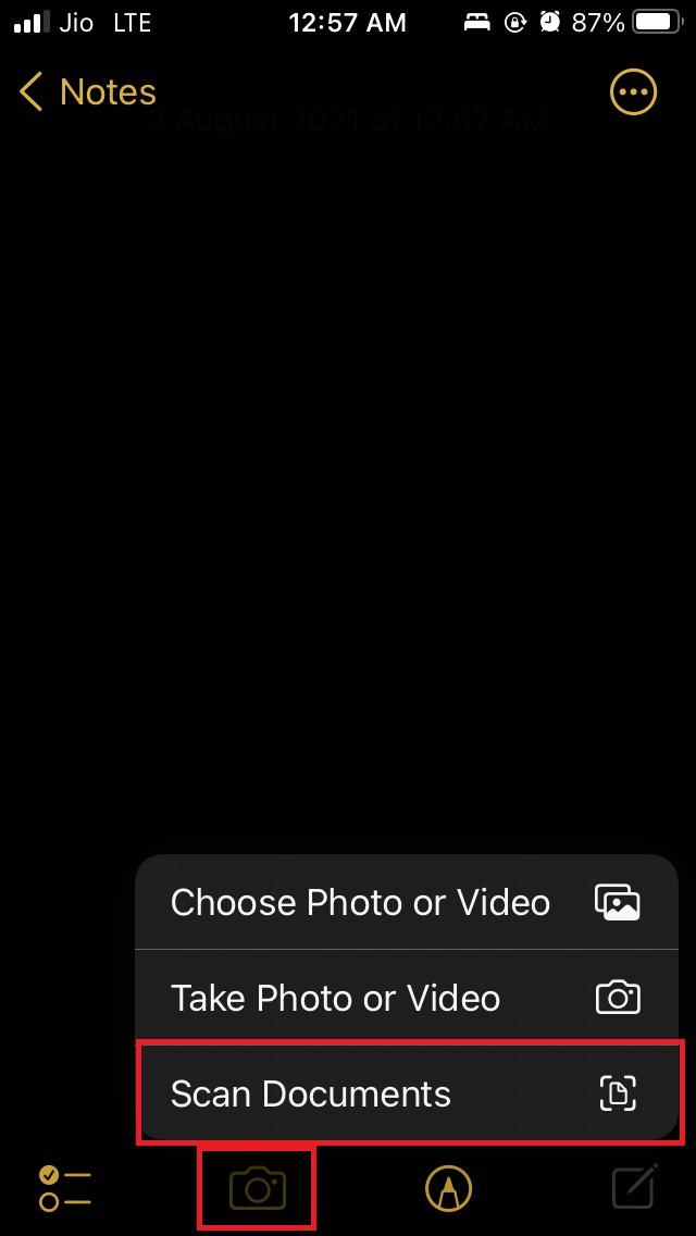 How To Scan Document On iPhone Or iPad Using the Notes App? 4 tap on scan documents