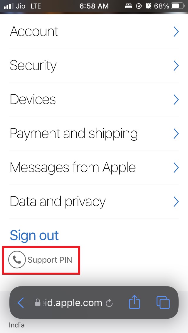 How to Generate Apple Support PIN on iPhone? 5 tap on support PIN