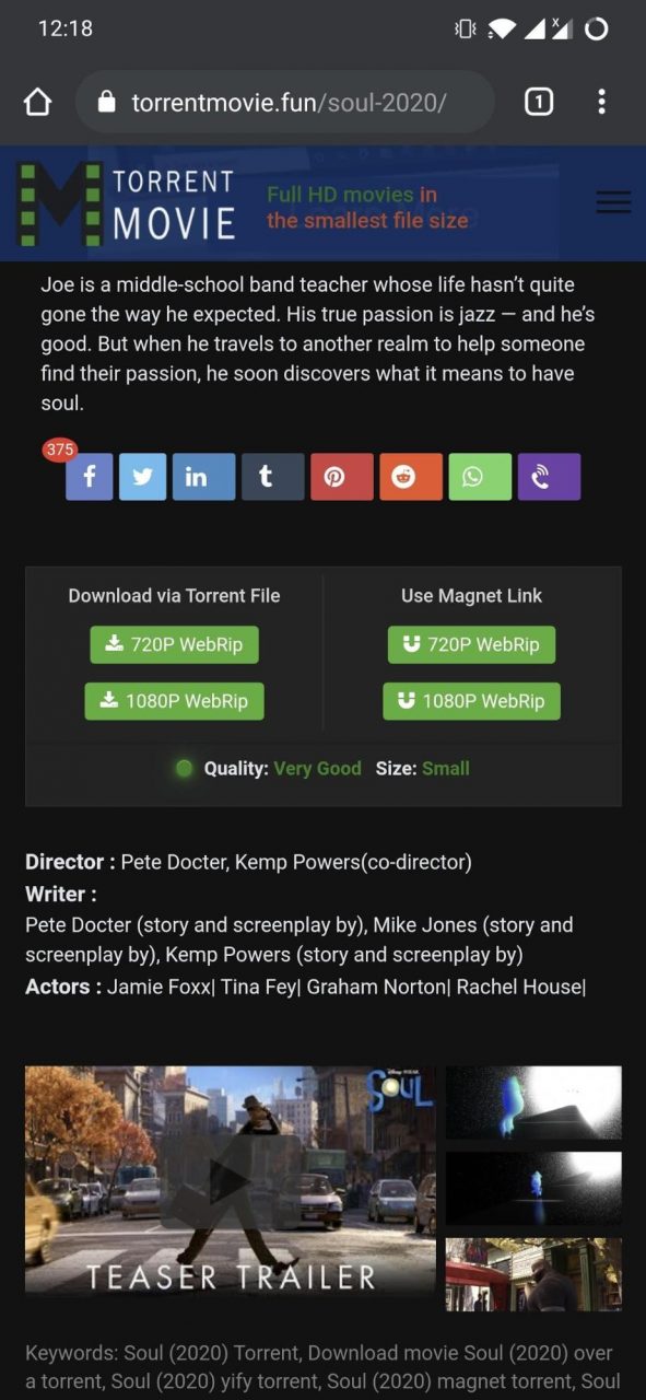 tap on the magnet link of the movie and grab the magnet link by long-pressing the downloading button