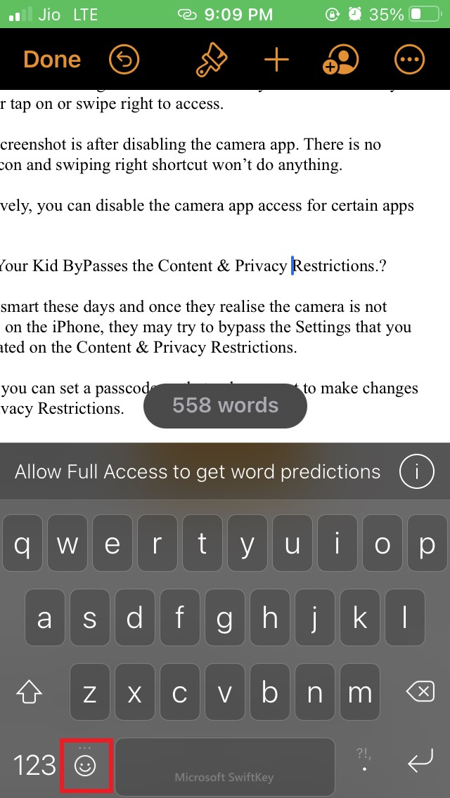 tap on the smiley icon