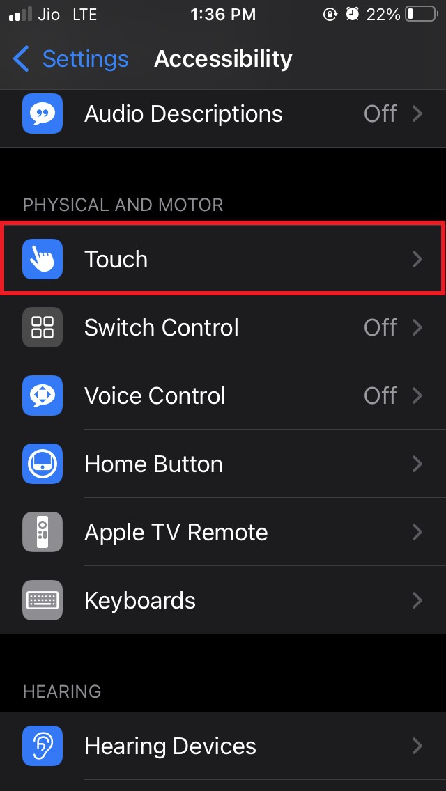 tap on touch
