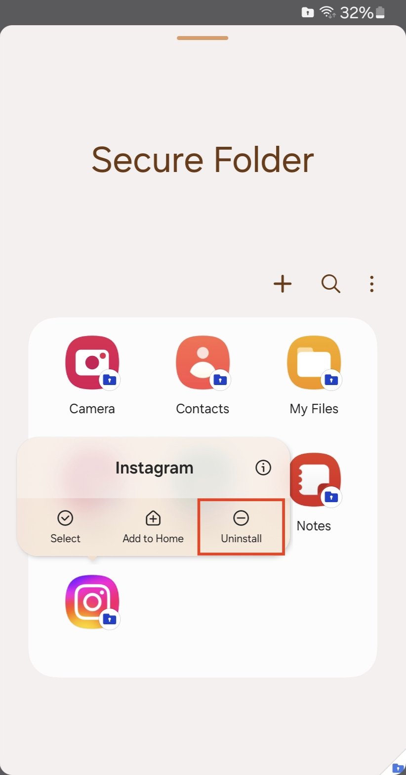 tap on uninstall
