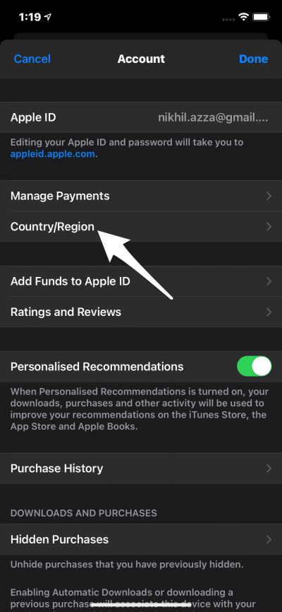 How to Fix 'Account Not in This Store' App Store Error? 7 tap on Change Country or Region
