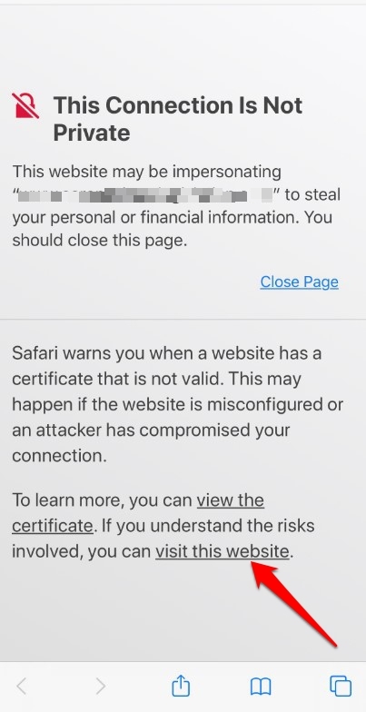 this connection is not private