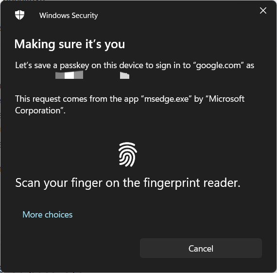 Passkeys on Windows 11: Create, Manage, Use and Delete 5 touch your fingerprint to register the passkey