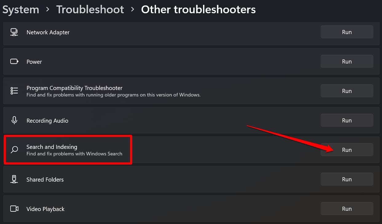 troubleshoot search and indexing
