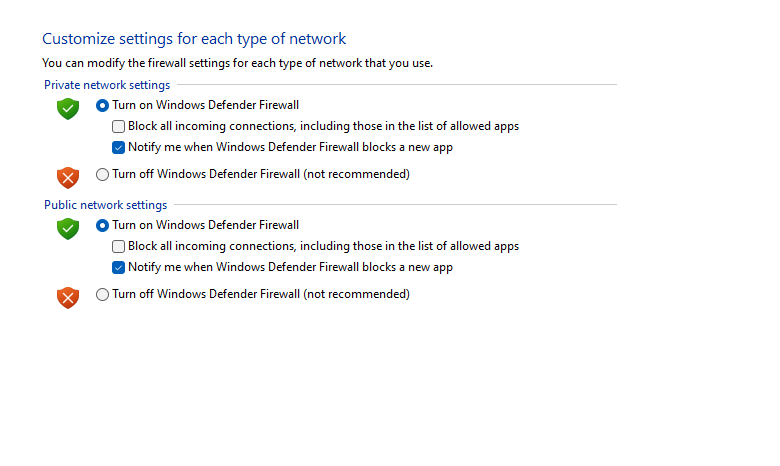 Disable Antivirus and Firewall Program