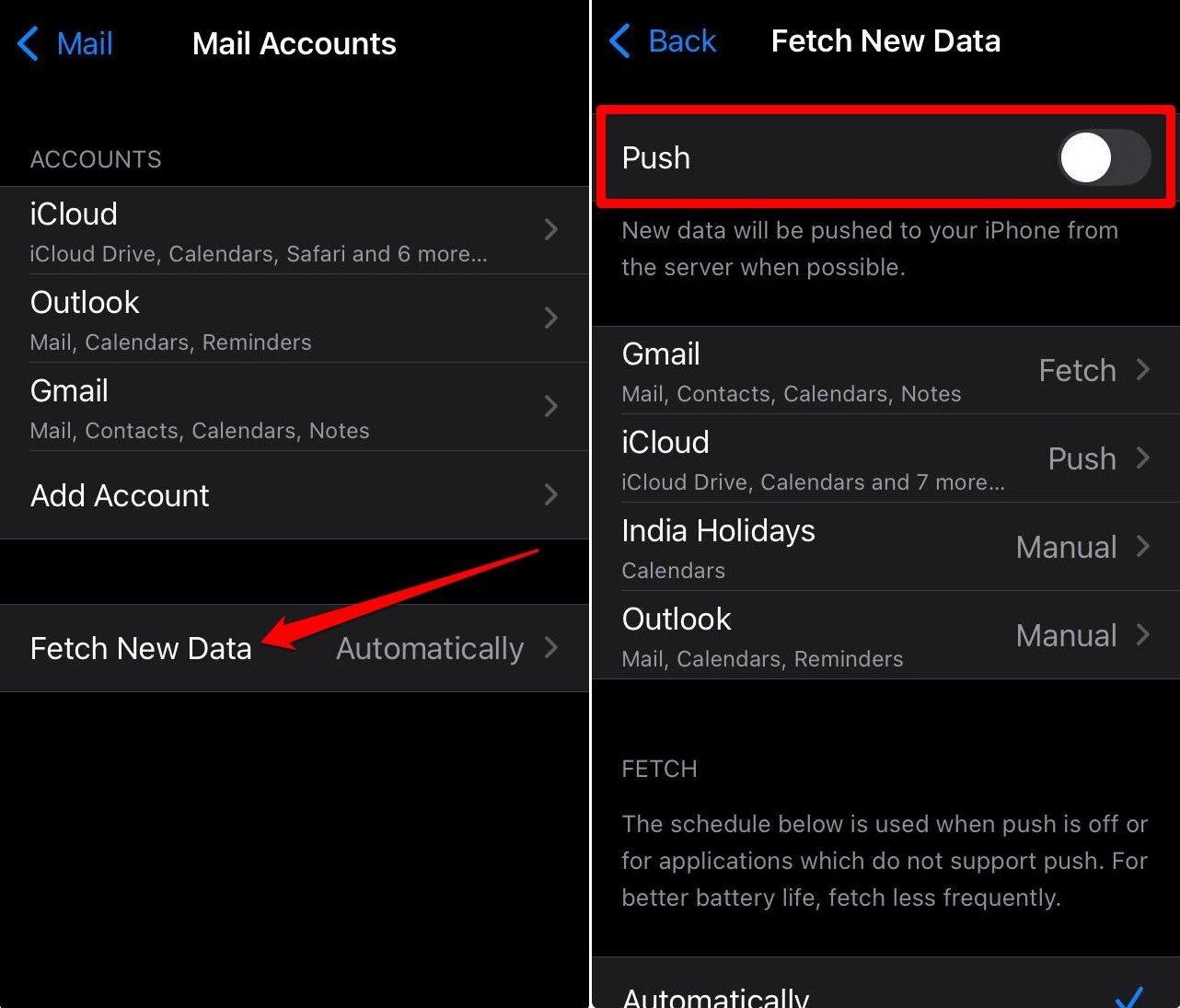 iPhone Settings you need to Change Right Now to improve iOS User Experience 20 turn off Push in iOS Mail app
