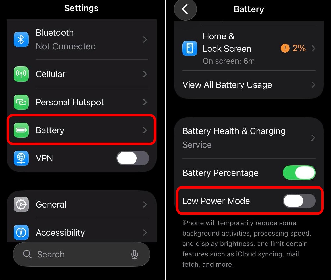 iPhone Auto Lock not Working: How to Fix? 2 turn off low power mode in iOS 26