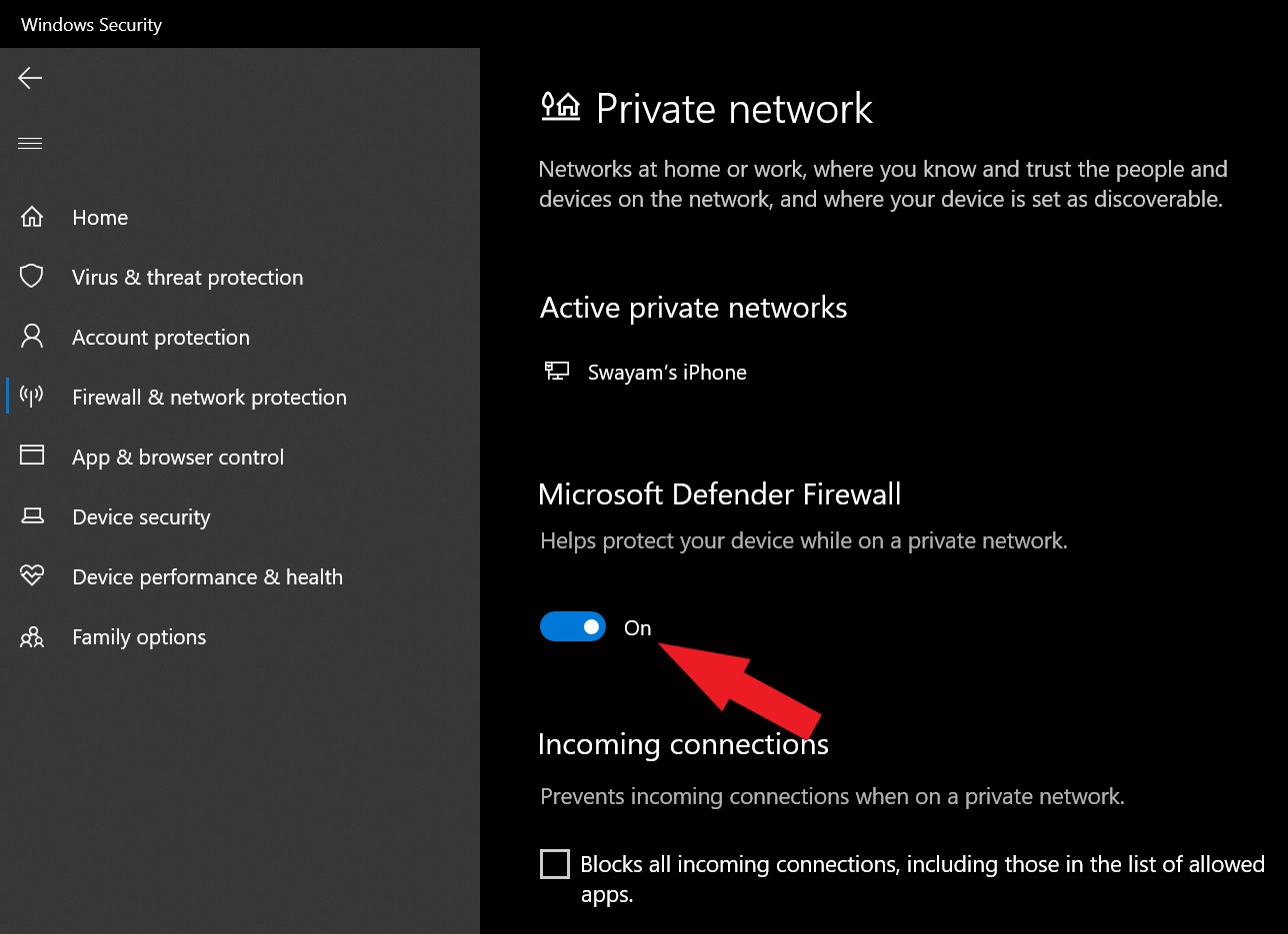 How to Fix Remote Desktop Authentication Error on Windows 11? 6 turn off microsoft defender firewall