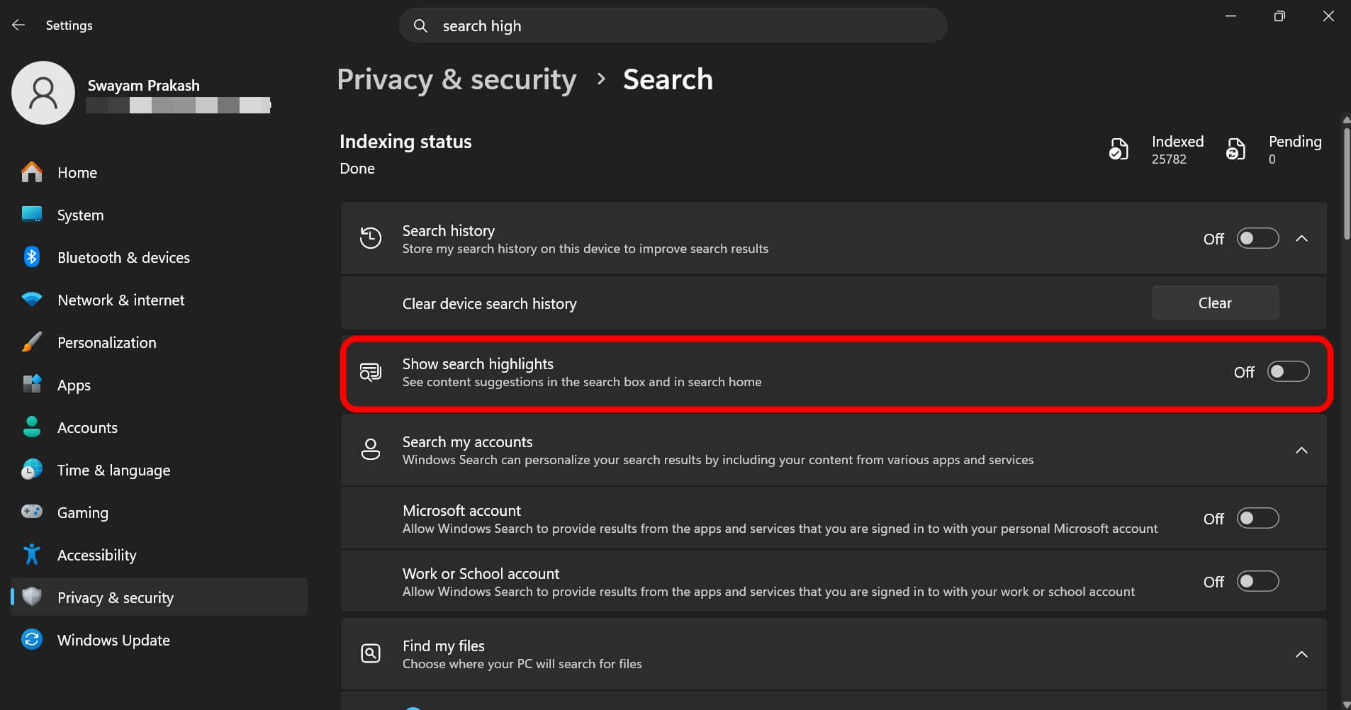 Every Windows 11 setting I turned off after a fresh install in 2026 7 turn off search highlights in Windows 11