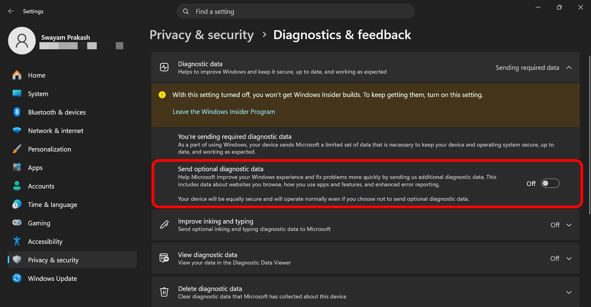 I was using Windows 11 wrong and these 10 default settings were the problem 3 turn off send optional diagnostics data in Windows 11