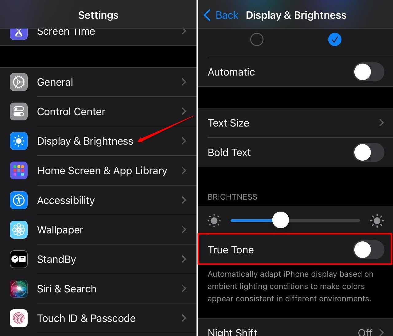 How to Fix iPhone Brightness Auto Changing 5 turn off true tone display on iPhone