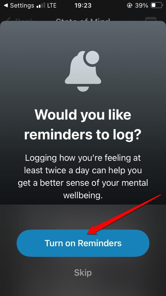How to Use Mental Wellbeing in Health App in iOS 17? 5 turn on reminder on iPhone to log state of mind