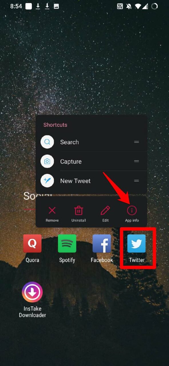 twitter app info