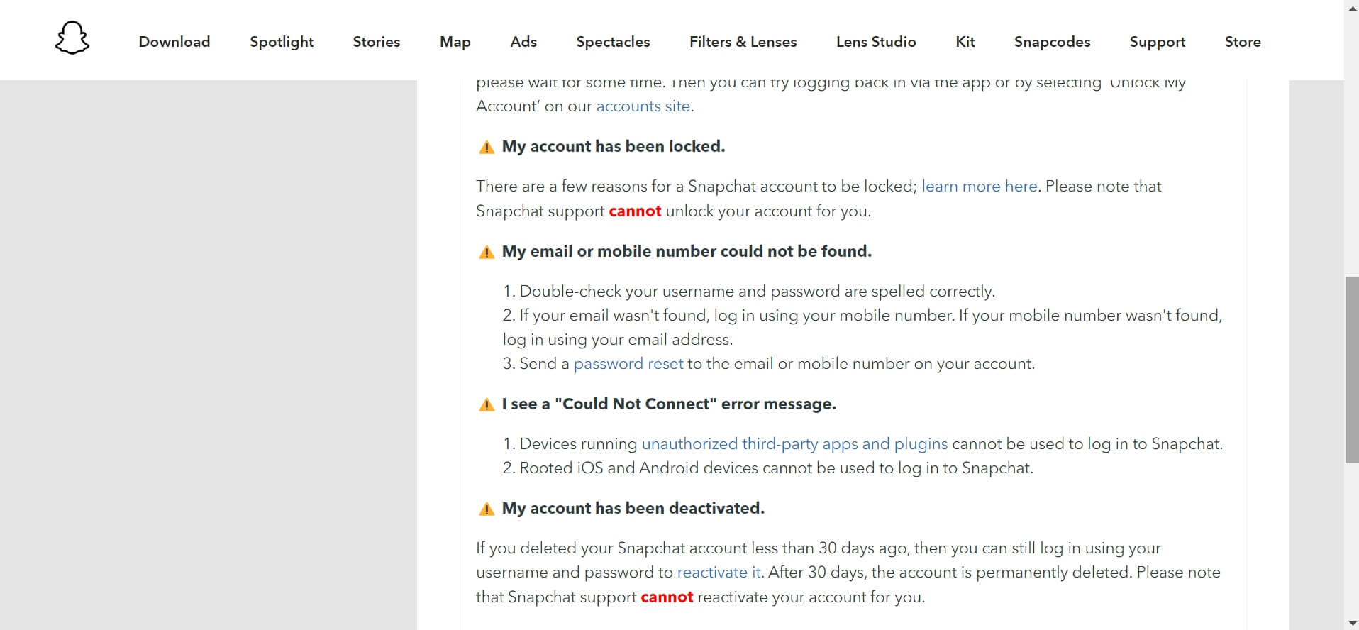 Is Snapchat Account Deleted? Look Ways Recover 8 type of error in accessing Snapchat