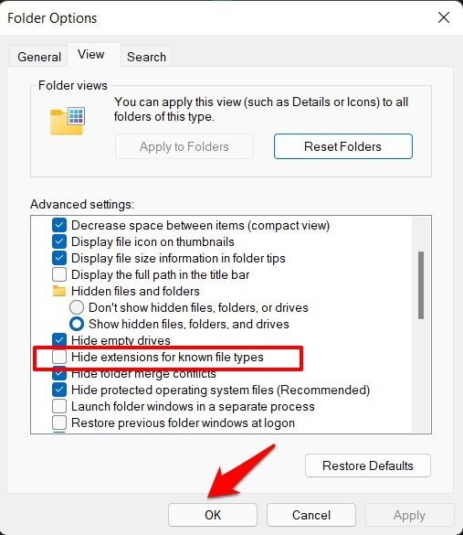 How to Check File Extensions in Windows 11? 4 uncheck hide extensions windows 11