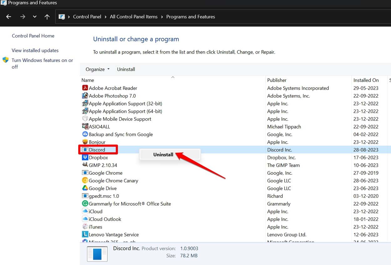 How to Fix "Midjourney The Application Did Not Respond" Error? 7 uninstall Discord from Windows