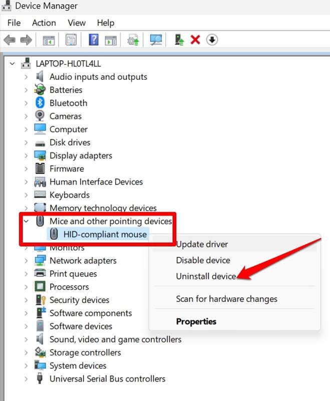 Mouse is Auto Scrolling in Windows 11: How to Fix? 5 uninstall Mouse driver on Windows