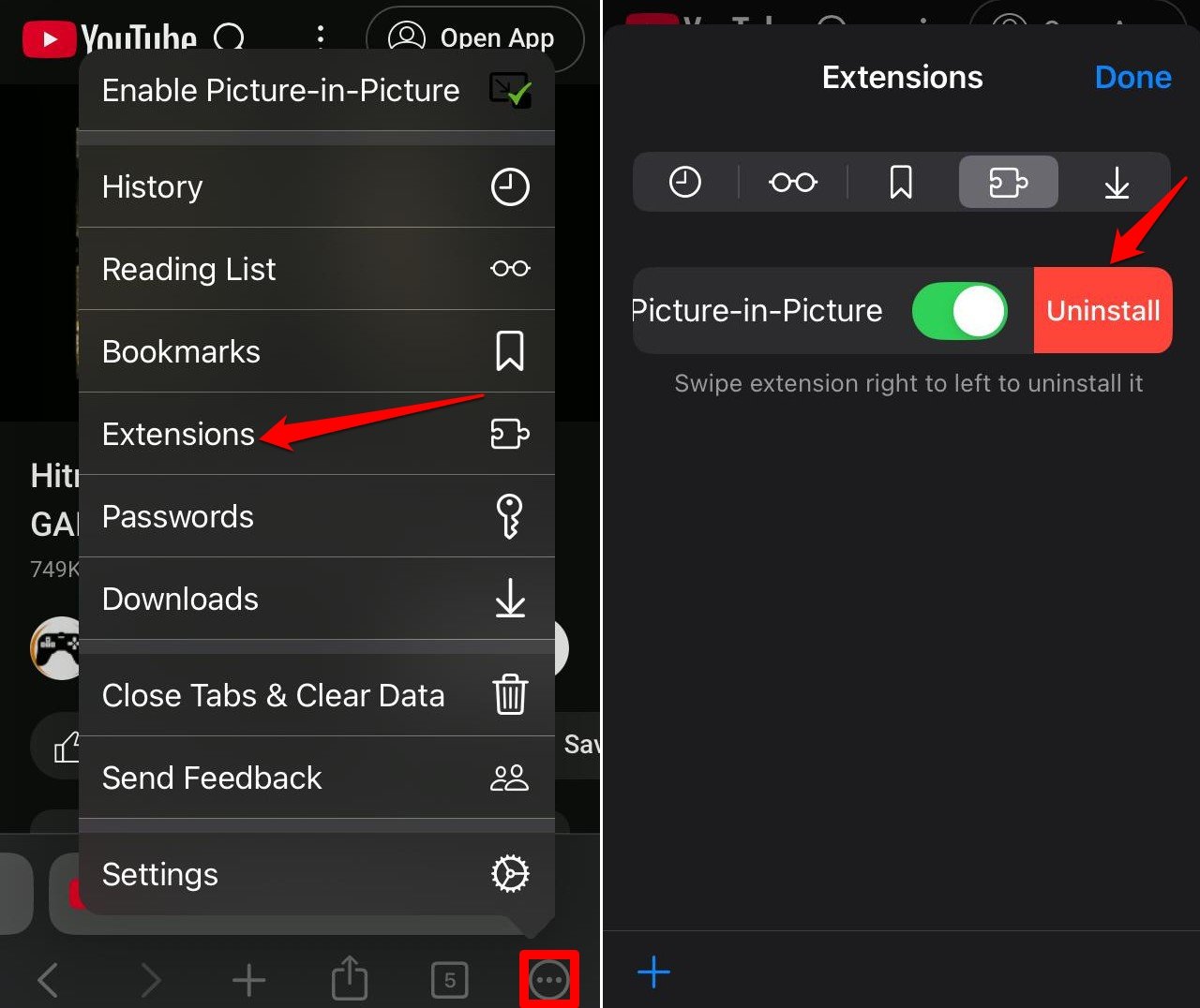 Free PiP on iOS: Play YouTube Videos in Background 9 uninstall Pip mode extension from iPhone