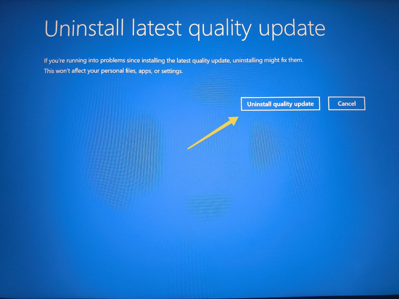 uninstall quality update