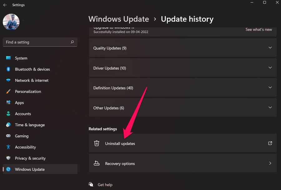 Fix: Video Memory Management Internal Error in Windows 11 5 uninstall updates