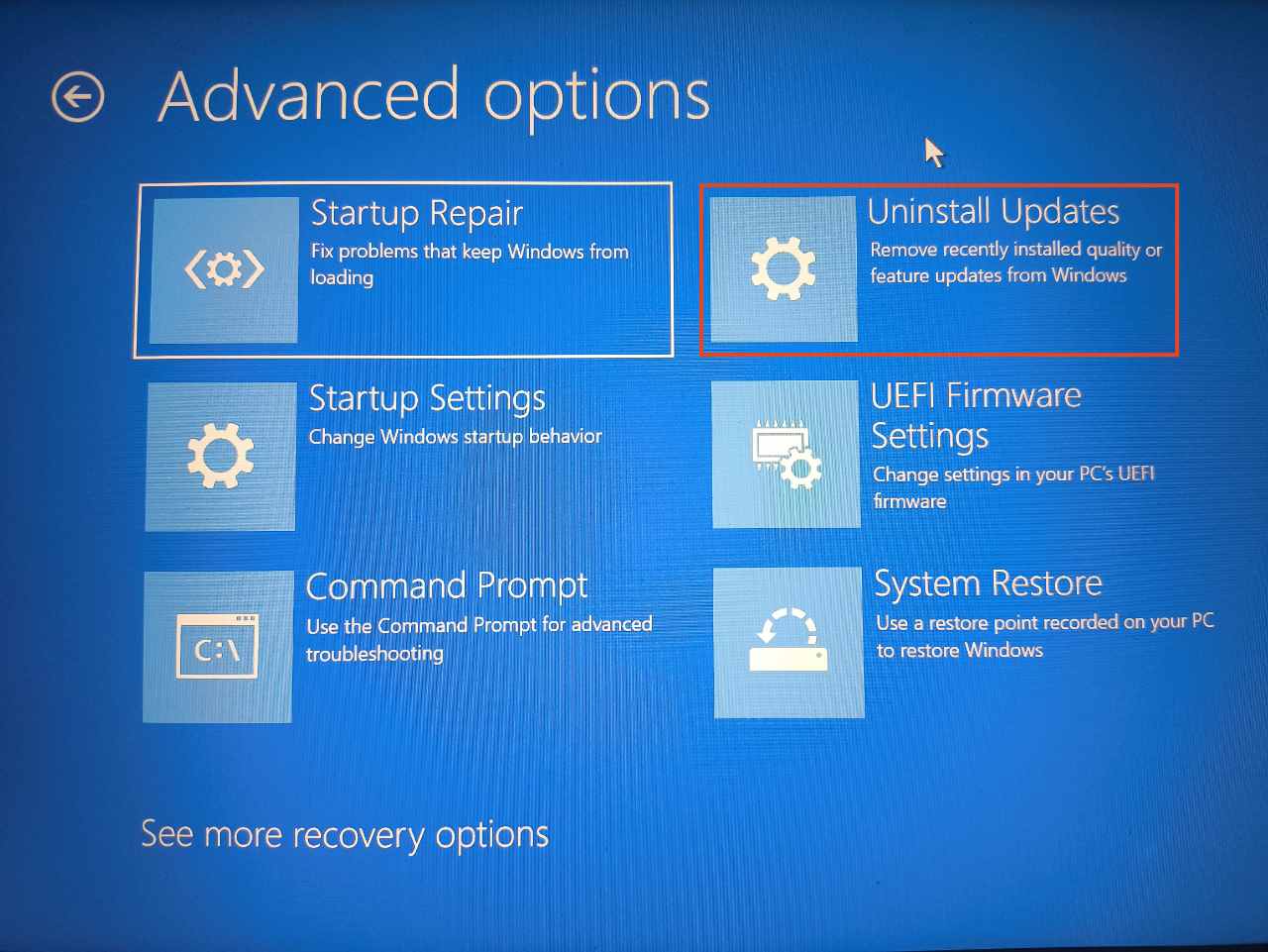 uninstall updates