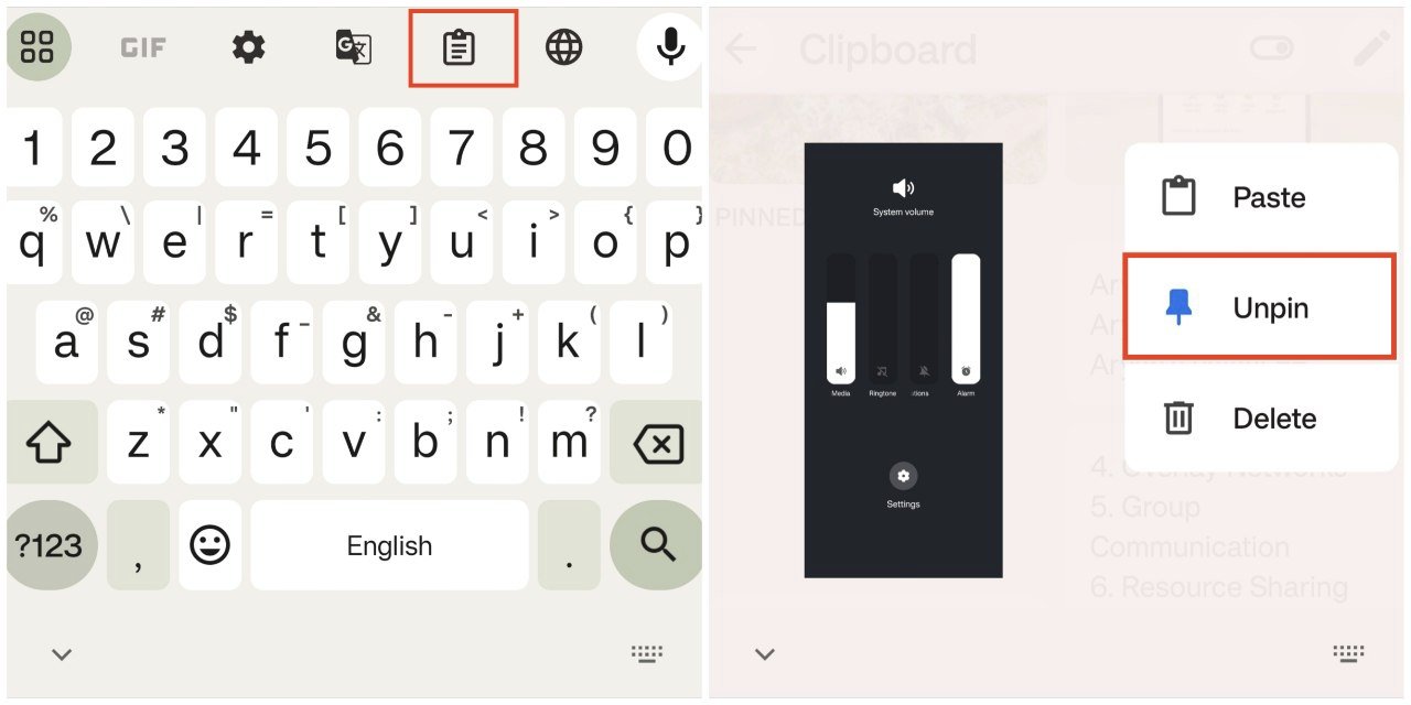 How to Copy and Paste Photos on Android 13 unpin an image from the clipboard