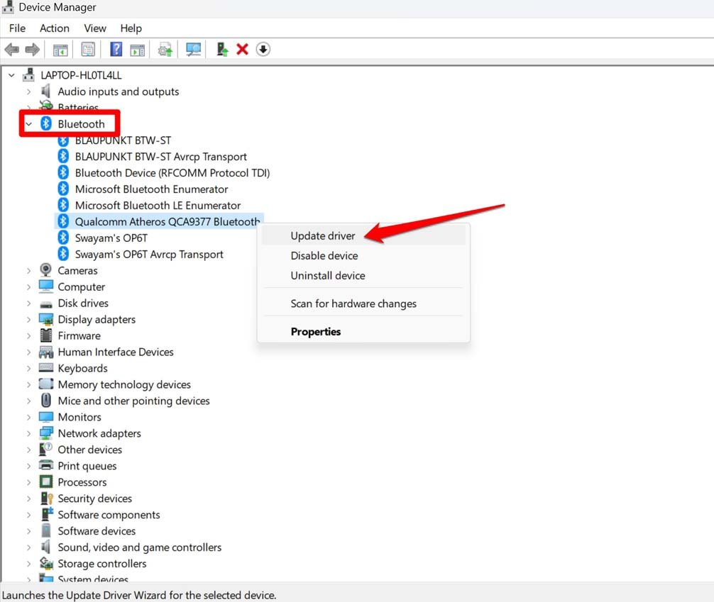 update Bluetooth driver