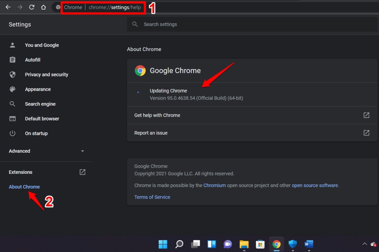 update Chrome browser