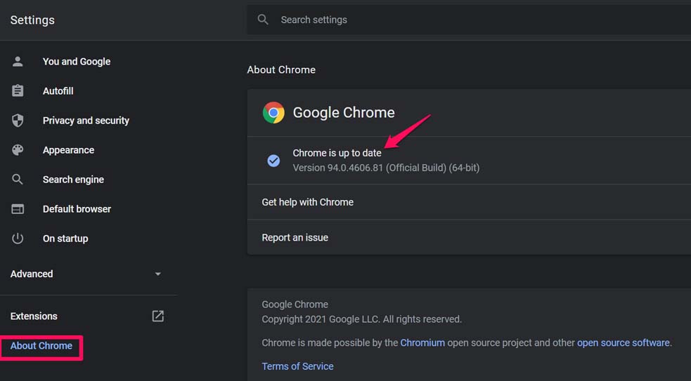 Fix Chrome Extension: An Error has Occurred, Download Interrupted 3 update google Chrome browser