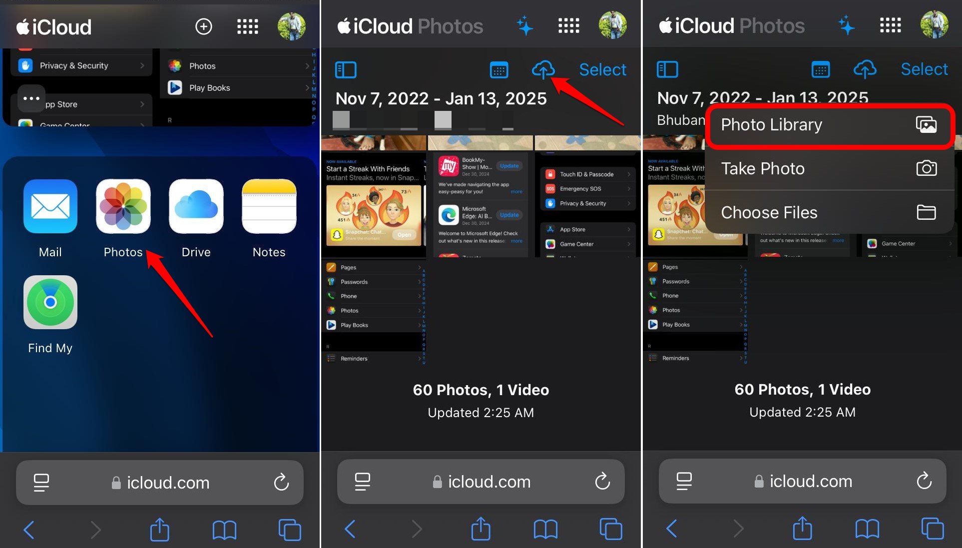 How to Backup Only Selected Photos to iCloud on iPhone 8 upload iCloud Photos to Safari