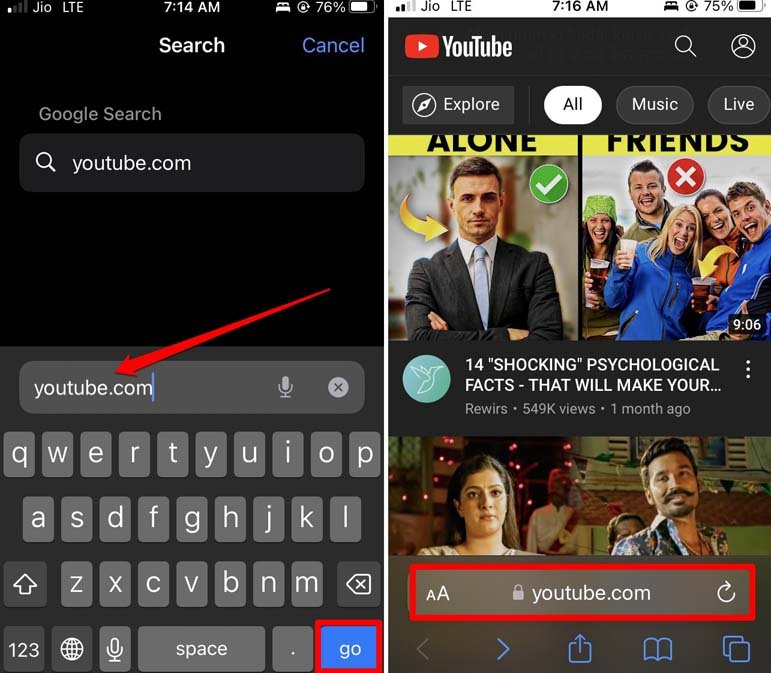 use YouTube on Safari browser