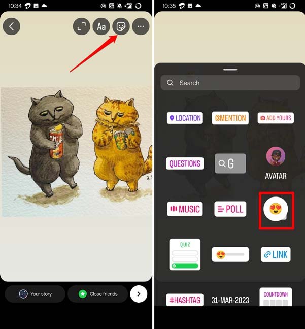 use emoji sticker on Instagram story