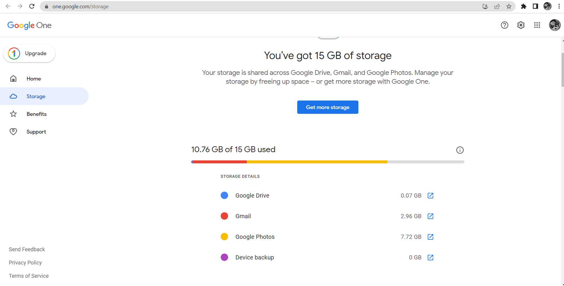 How to Free Up Space in Gmail if the Storage is Full? 2 Google One website to check the storage space