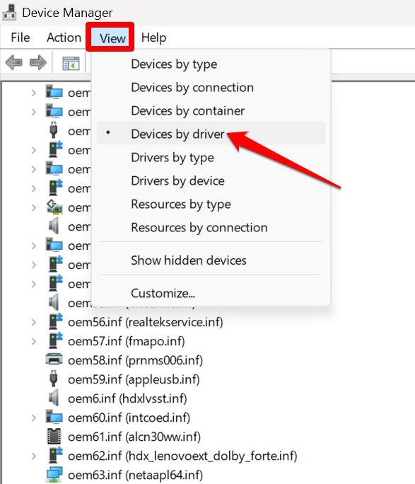 view devices by driver
