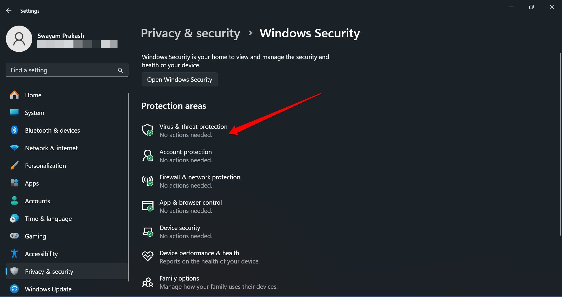 virus and threat protection