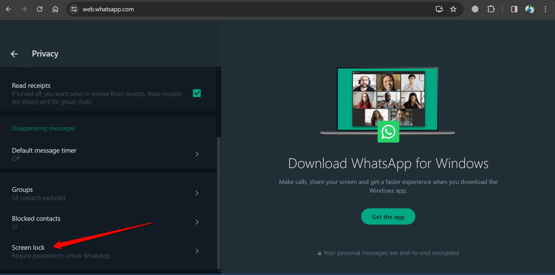 How to Secure WhatsApp Web With Password 4 whatsapp web screen lock