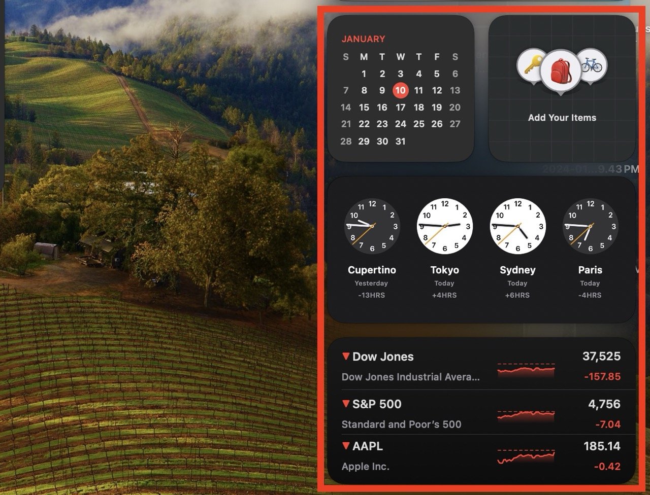 Widgets from notification bar