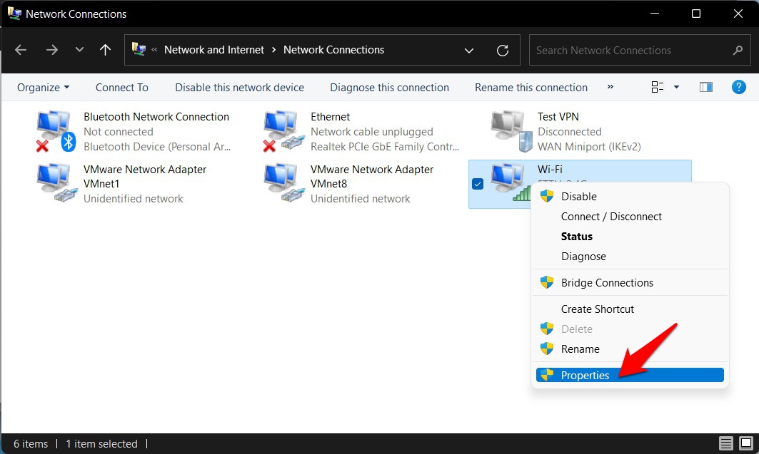wifi properties windows 11