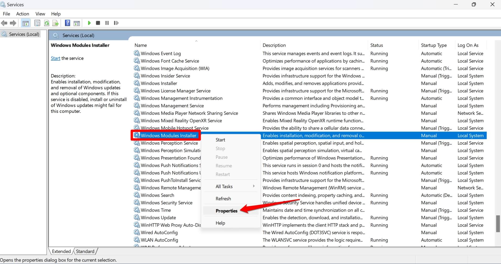 How to Fix Windows Modules Installer Worker High CPU Usage 7 windows modules installer properties