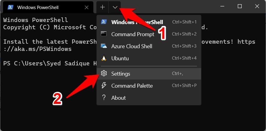 windows terminal settings