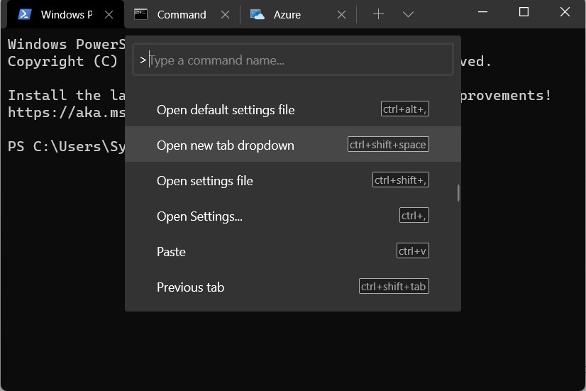 windows terminal shortcuts