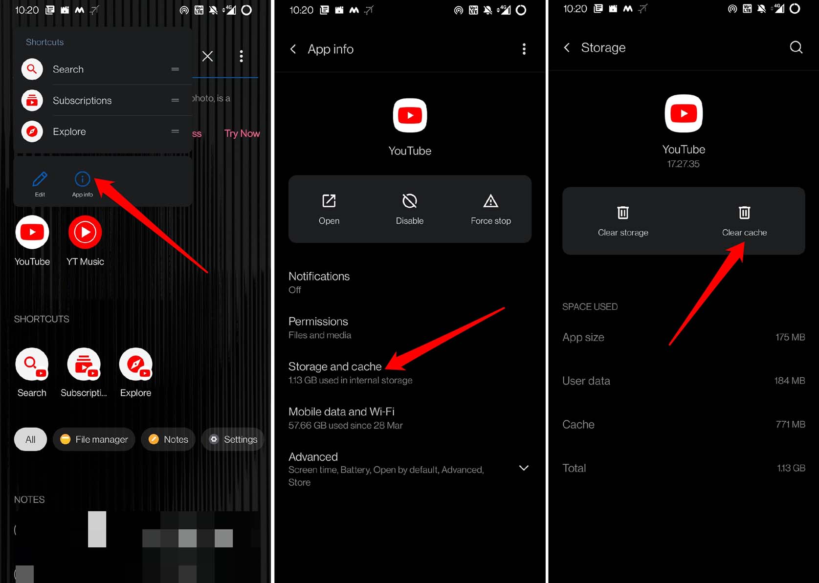 youtube android cache clear