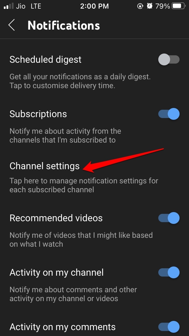 youtube channel settings